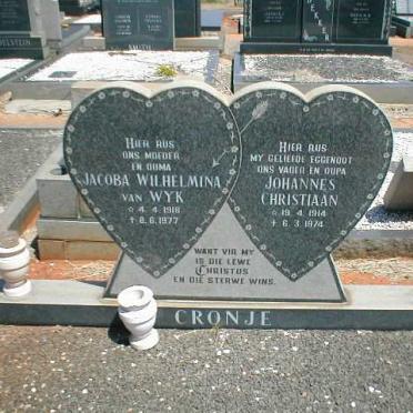 CRONJE Johannes Christiaan 1914-1974 &amp; Jacoba Wilhelmina VAN WYK 1918-1977