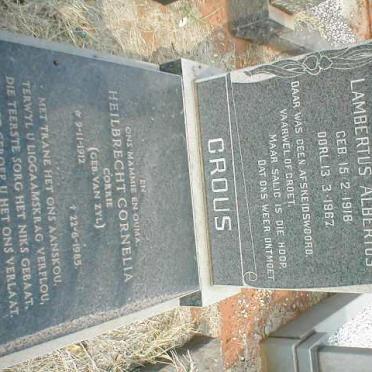 CROUS Lambertus Albertus 1916-1967 &amp; Heilbrecht Cornelia VAN ZYL 1912 -1985