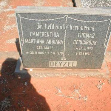 DEYZEL Thomas Gerhardus 1912-1972 &amp; Emmerenthia Marthina Adriana MARÉ 1915-1970