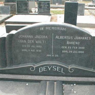 DEYSEL Albertus Johannes Barend 1890-1968 &amp; Johanna Jacoba VAN DER WALT 1893-1976
