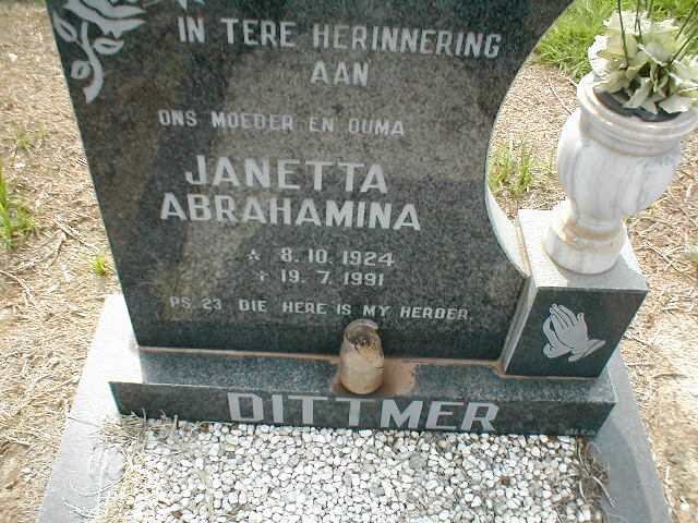 DITTMER Janetta Abrahamina 1924-1991