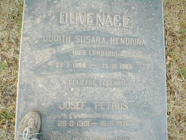 DUVENAGE Josef Petrus 1901-1976 &amp; Judith Susara Hendrina LOMBARD 1904-1969