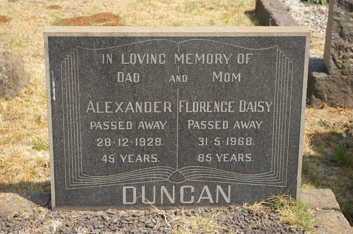 DUNCAN Alexander -1928 &amp; Florence Daisy -1968