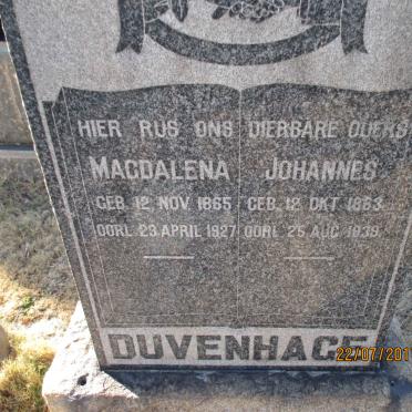 DUVENHAGE Johannes 1863-1939 &amp; Magdalena 1865-1927