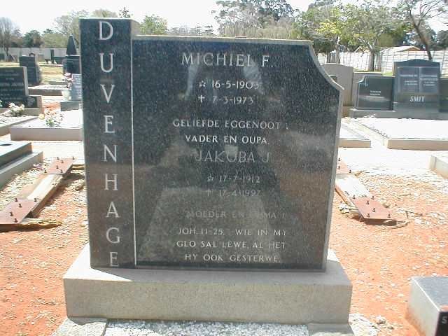 DUVENHAGE Michiel F. 1903-1973 &amp; Jakoba J. 1912 -1997
