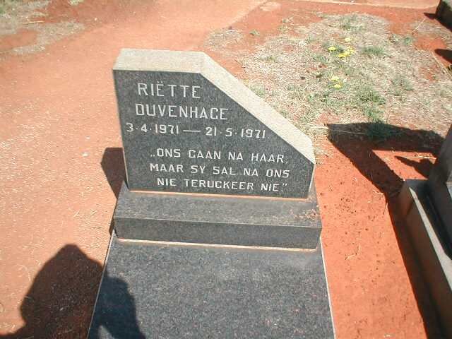 DUVENHAGE Riëtte 1971-1971