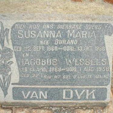 DYK Jacobus Wessels, van 1869-1958 &amp; Susanna Maria DU RAND 1860-1988