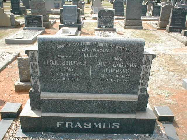 ERASMUS Abel Jacobus Johannes 1868-1956 &amp; Elsje Johanna Elena 1875-1957