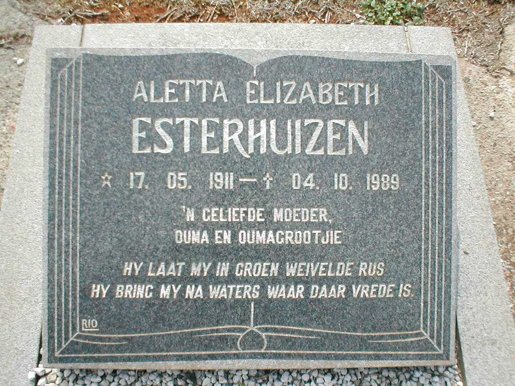 ESTERHUIZEN Aletta Elizabeth 1911-1989