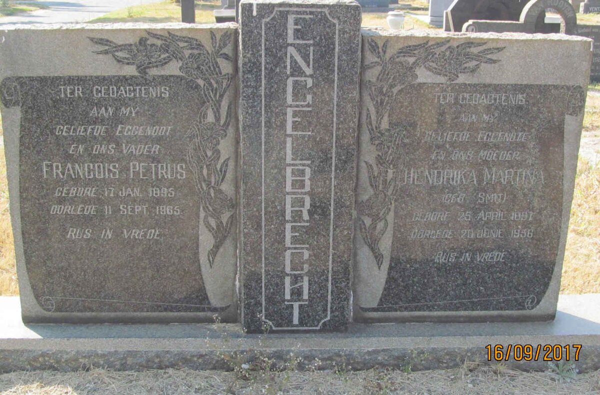 ENGELBRECHT Francois Petrus 1895-1965 &amp; Hendrika Martina SMIT 1897-1956