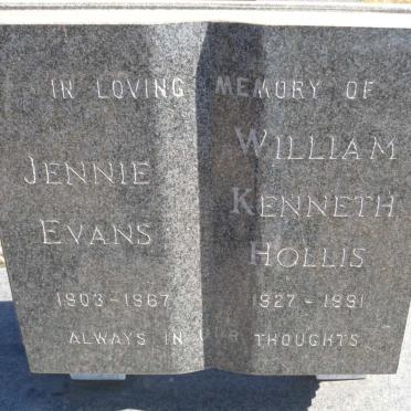 EVANS Jennie 1903-1967 :: HOLLIS William Kenneth 1927-1991