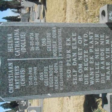 FOURIE Christiaan Matthys 1918-1998 &amp; Helena Catharina 1924-1998
