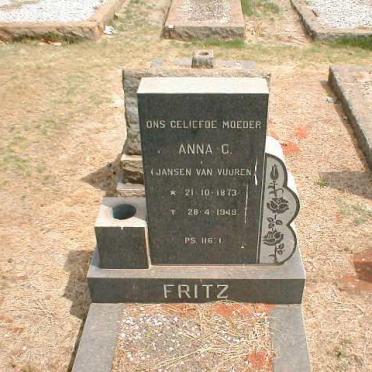 FRITZ Anna C. nee JANSEN VAN VUUREN 1873-1949