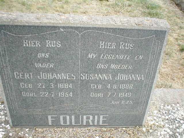 FOURIE Gert Johannes 1884-1954 &amp; Susanna Johanna 1888-1949
