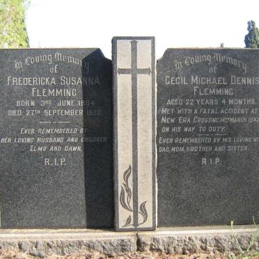 FLEMMING Fredericka Suanna 1894-1952 :: FLEMMING Cecil Michael Dennis -1942