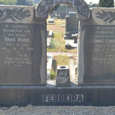 FERREIRA Thomas Ignatius 1887-1954 &amp; Anna Maria 1885-1973