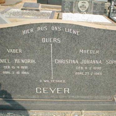 GEYER Daniel Hendrik 1891-1965 &amp; Christina Johanna Sophia 1890-1965