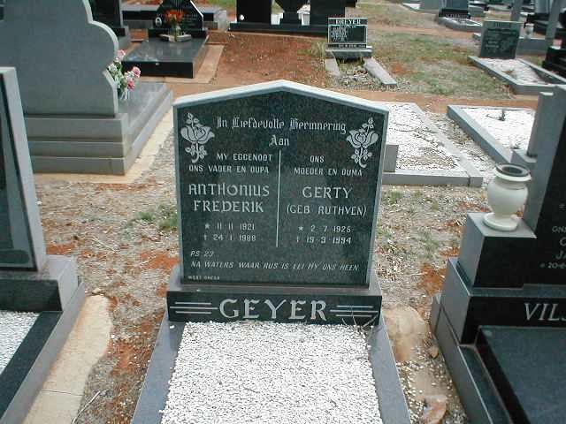 GEYER Anthonius Frederik 1921-1988 &amp; Gerty RUTHVEN 1925-1994
