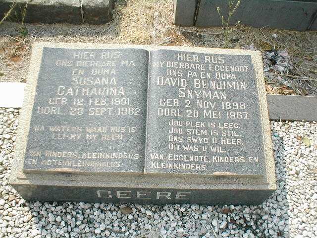 GEERE David Benjimin Snyman 1898-1967 &amp; Susana Catharina 1901-1982