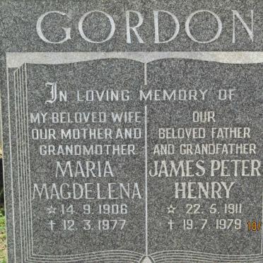 GORDON James Peter Henry 1911-1979 &amp; Maria Magdelena 1906-1977