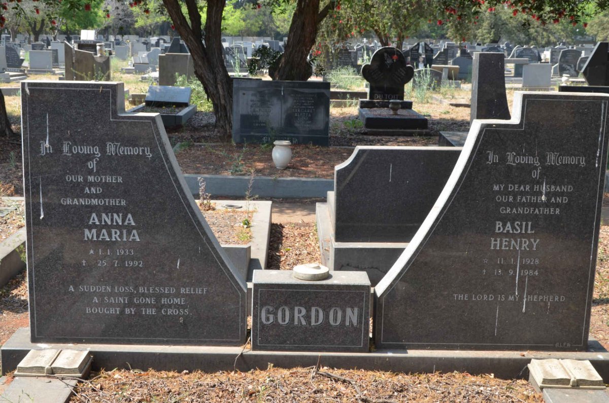 GORDON Basil Henry 1928-1984 &amp; Anna Maria 1933-1992