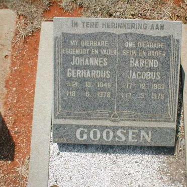 GOOSEN Johannes Gerhardus 1946-1979 :: GOOSEN Barend Jacobus 1953-1979