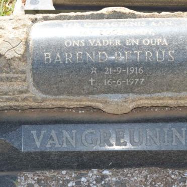 GREUNING Barend Petrus, van 1916-1977