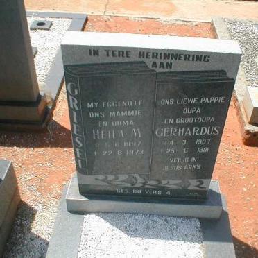 GRIESEL Gerhardus 1907-1981 &amp; Heila M. 1897-1973