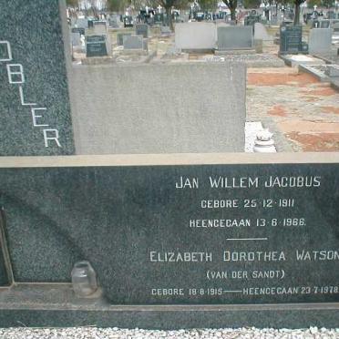 GROBLER Jan Willem Jacobus 1911-1966 &amp; Elizabeth Dorothea Watson VAN DER SANDT 1915-1978