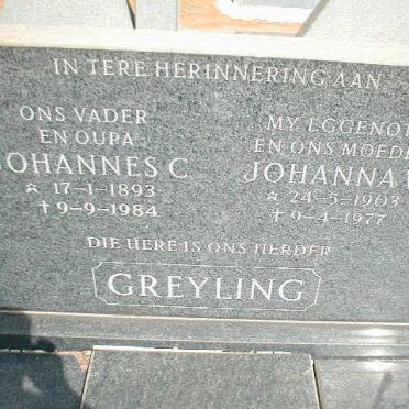 GREYLING Johannes C. 1893-1984 &amp; Johanna W. 1903-1977