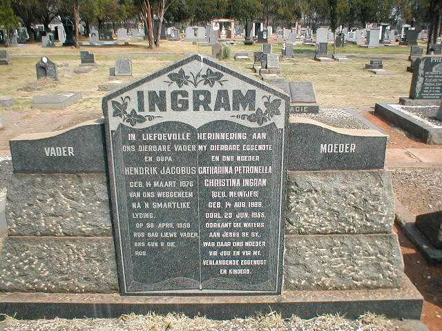 INGRAM Hendrik Jacobus 1876-1959 &amp; Catharina Petronella Christina MEINTJES 1888-1955