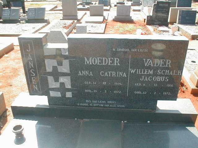 JANSEN Willem Schalk Jacobus 1916-1972 &amp; Anna Catrina 1906-1972