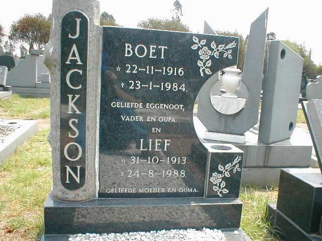 JACKSON Boet 1916-1984 &amp; Lief 1913-1988