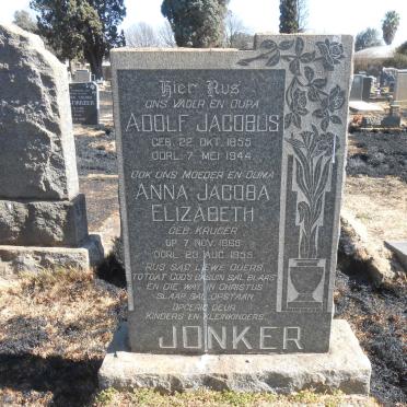 JONKER Adolf Jacobus 1855-1944 &amp; Anna Jacoba Elizabeth KRUGER 1865-1955