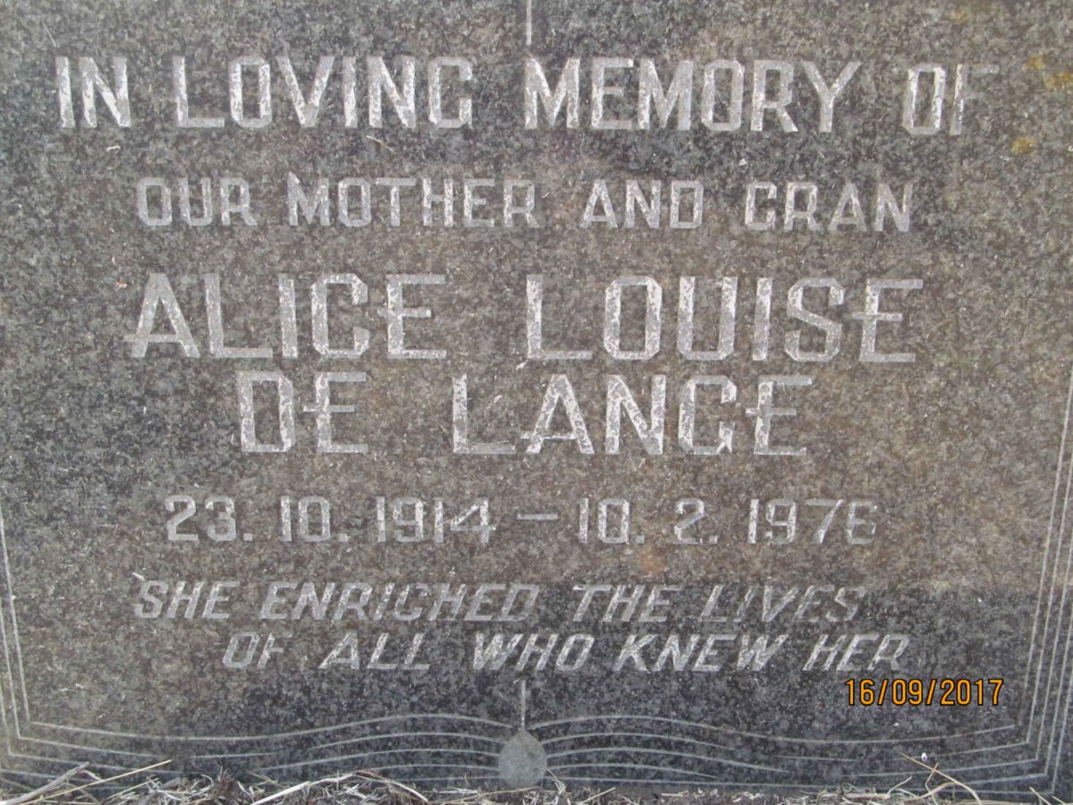 LANGE Alice Louise, de 1914-1976