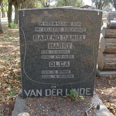 LINDE Barend Daniel, van der 1905-1958 &amp; Olga 1918-1979