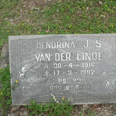 LINDE Hendrina J.S., van der 1916-1982