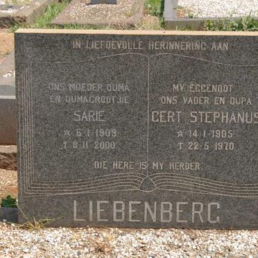 LIEBENBERG Gert Stephanus 1905-1970 &amp; Sarie 1909-2000