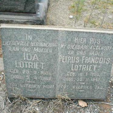 LOTRIET Petrus Francois 1880-1947 &amp; Ida 1886-1962