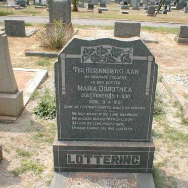 LOTTERING Maria Dorothea nee VENTER 1930-1951