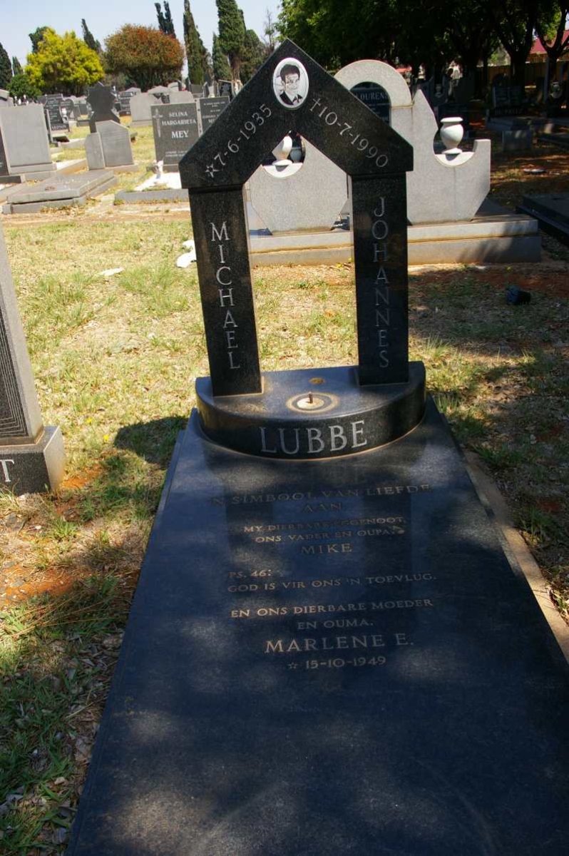 LUBBE Michael Johannes 1935-1990 &amp; Marlene E. 1949-