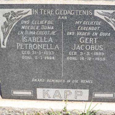 KAPP Gert Jacobus 1889-1959 &amp; Isabella Petronella 1893-1984