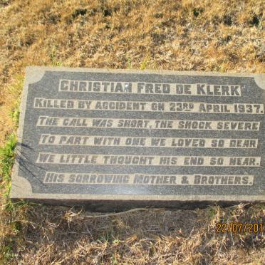 KLERK Christian Fred, de -1937
