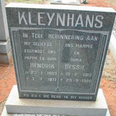 KLEYNHANS Hendrik 1903-1977 &amp; Bessie 1913-1980