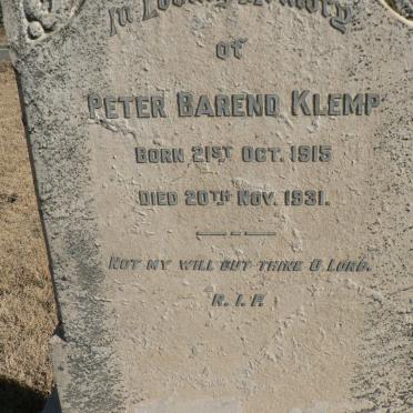 KLEMP Peter Barend 1915-1931