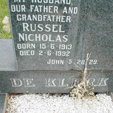 KLERK Russel Nicholas, de 1913-1992