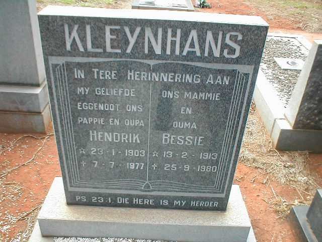 KLEYNHANS Hendrik 1903-1977 &amp; Bessie 1913-1980