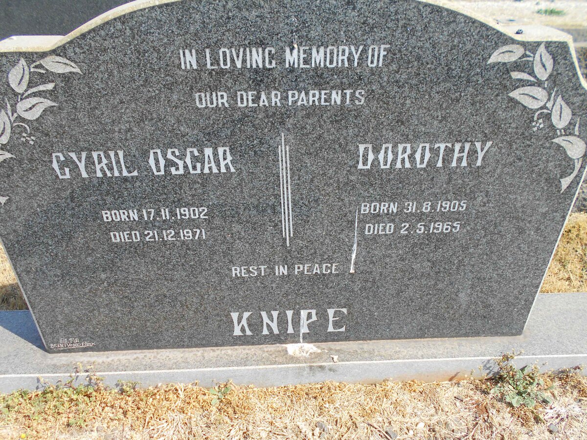 KNIPE Cyril Oscar 1902-1971 &amp; Dorothy 1905-1965