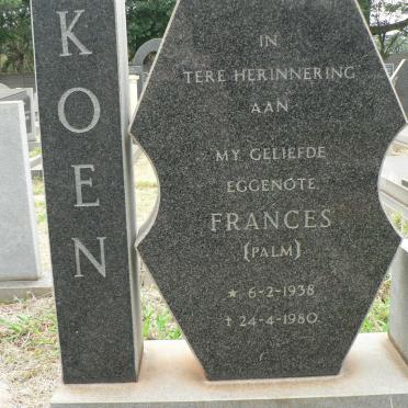 KOEN Frances nee PALM 1938-1980