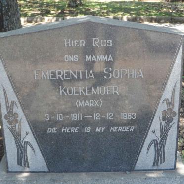 KOEKEMOER Emerentia Sophia nee MARX 1911-1963